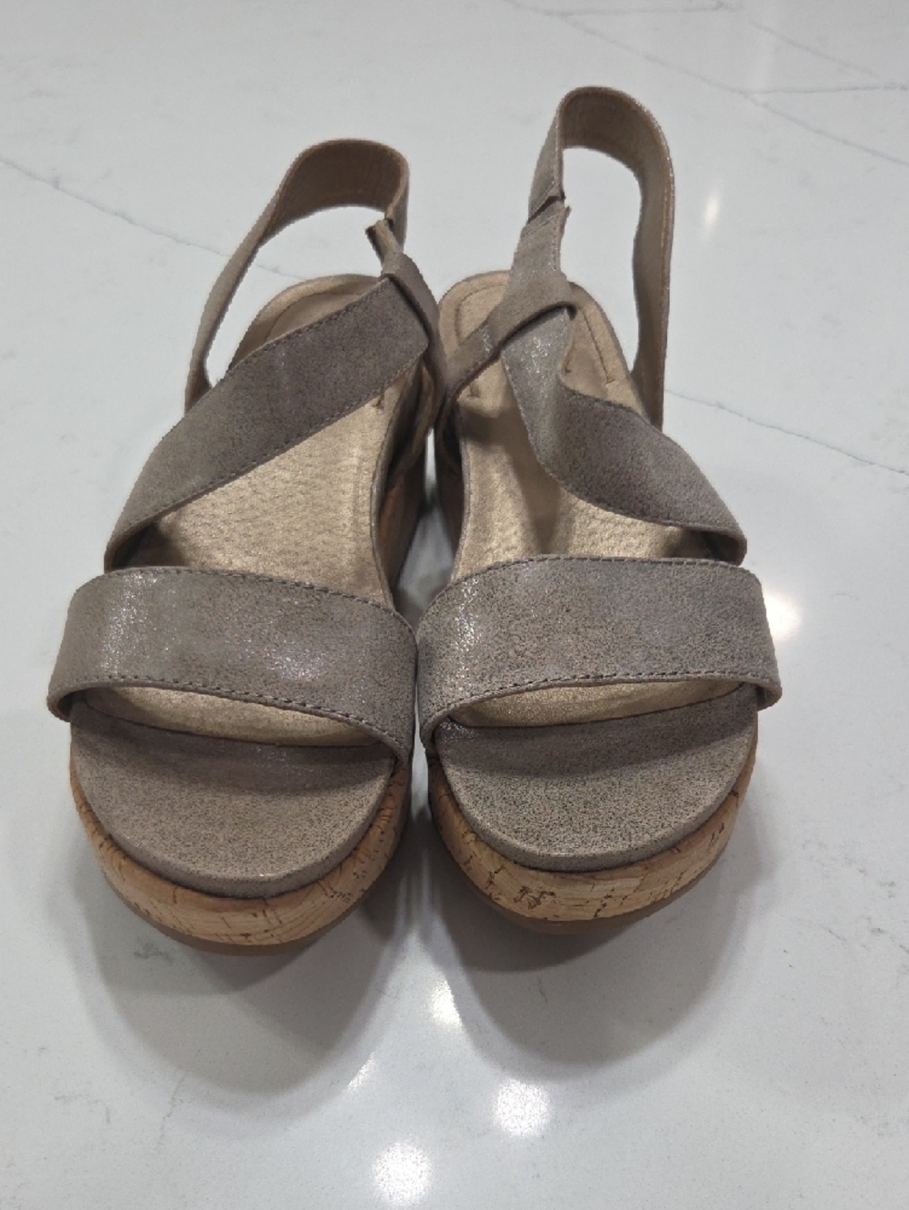 Women's Taupe Lucca Lane Cork Platform Wedge Sandals Sz8.5 New Without Tag - Picture 3 of 8